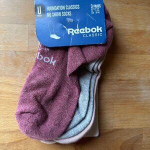 NWT Reebok Foundation Classics - No Show Socks - Unisex - W 8-11 M 6-8.5